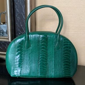 Green ostrich leg skin bag